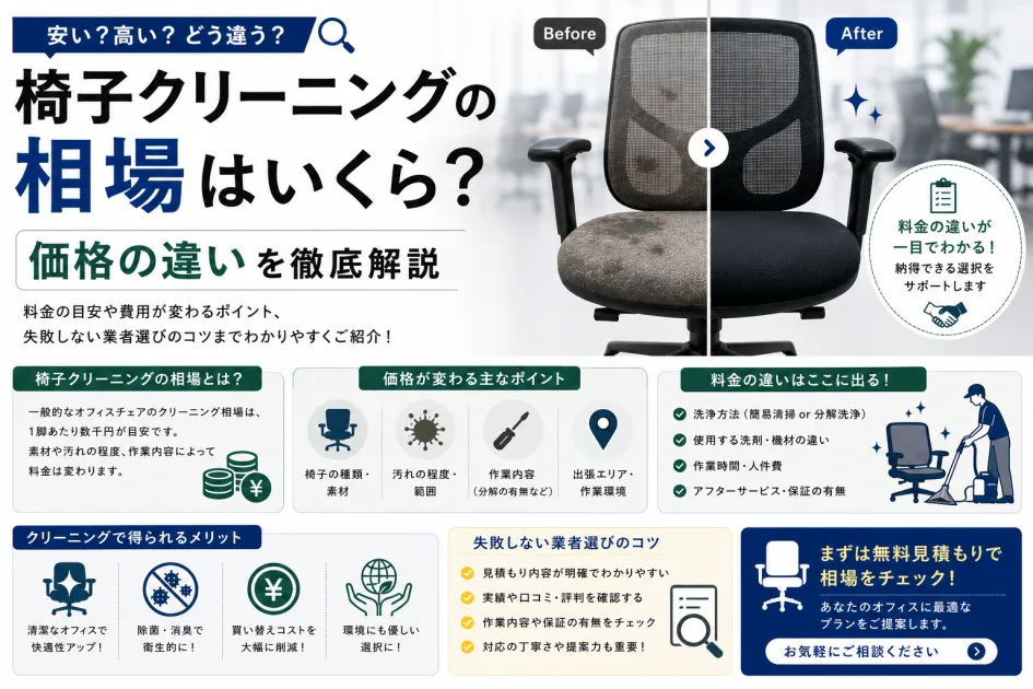 椅子クリーニングの相場はいくら？価格の違いを徹底解説