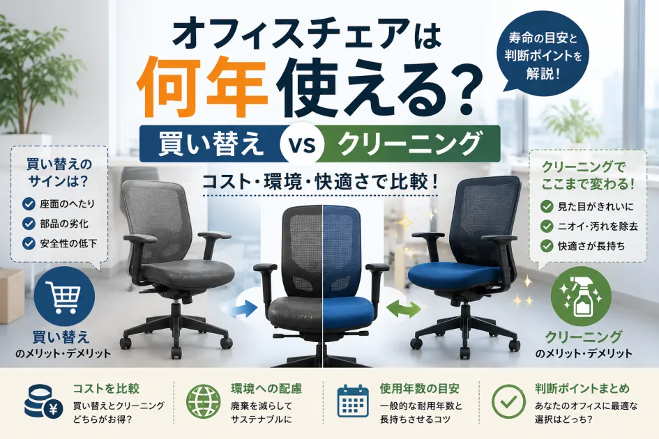 オフィスチェアは何年使える？買い替え vs クリーニング